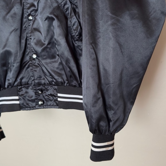 Vintage Black Satin Bomber Jacket Embroidered Dusty’s Barn Dance Gramps - Picture 10 of 12